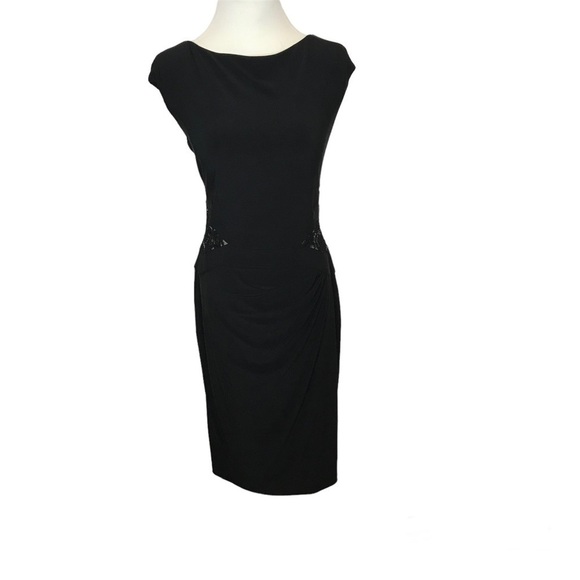 Lauren Ralph Lauren Lace Overlay Dress Size 12 Little Black Dress LBD Holiday - Picture 1 of 13